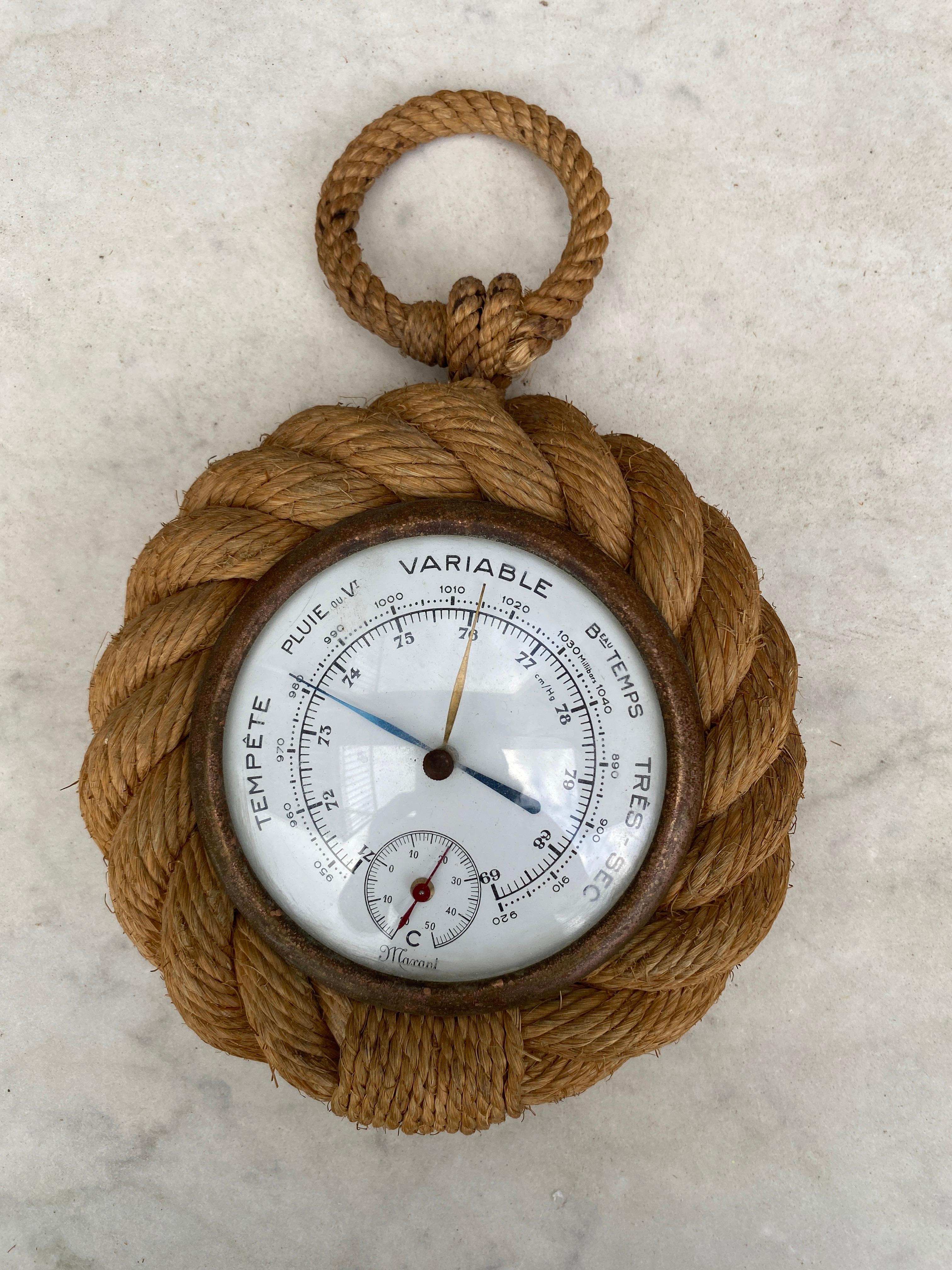 Mid-Century Modern Mid-Century Small Rope Barometer Adrien Audoux & Frida Minet For Sale