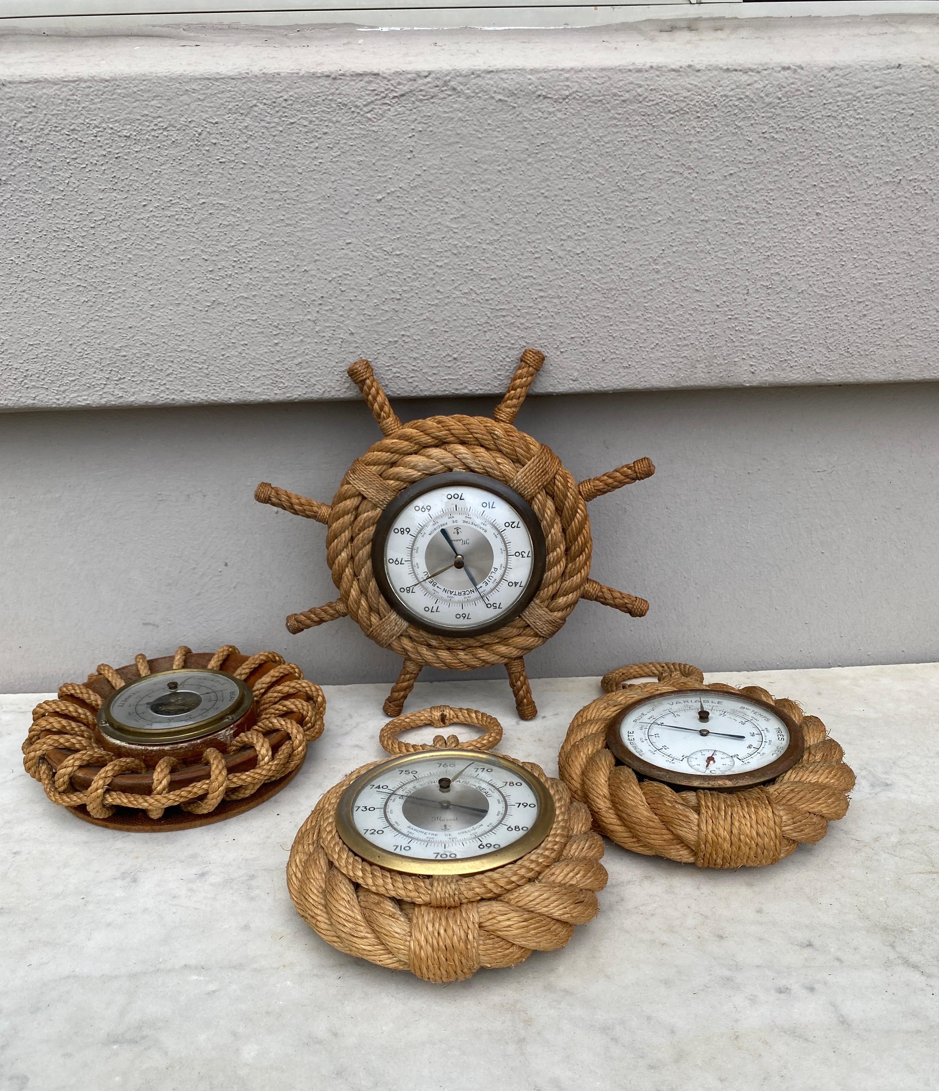 Metal Mid-Century Small Rope Barometer Adrien Audoux & Frida Minet For Sale