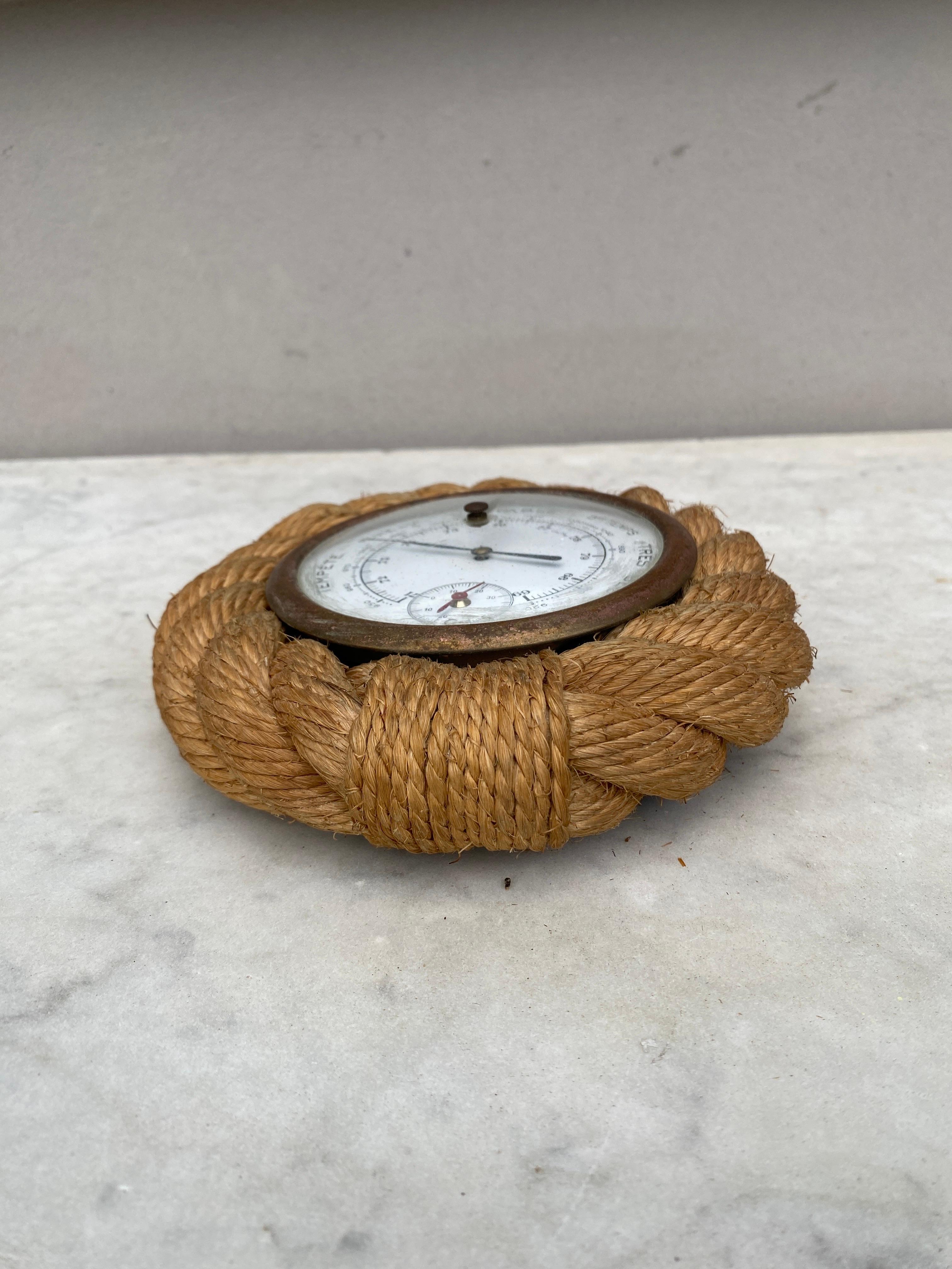 French Mid-Century Small Rope Barometer Adrien Audoux & Frida Minet For Sale