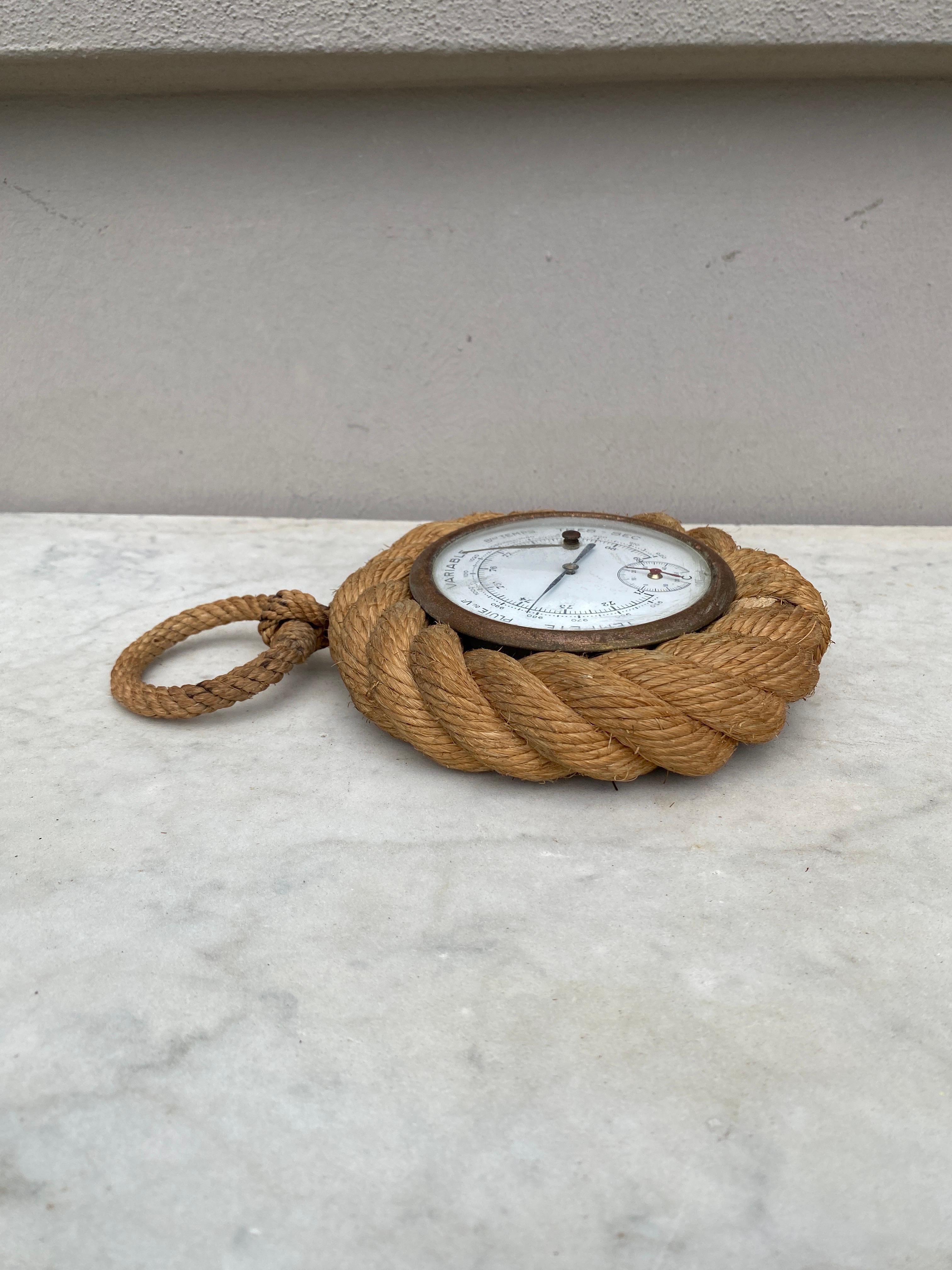 Mid-Century Small Rope Barometer Adrien Audoux & Frida Minet In Good Condition For Sale In Austin, TX