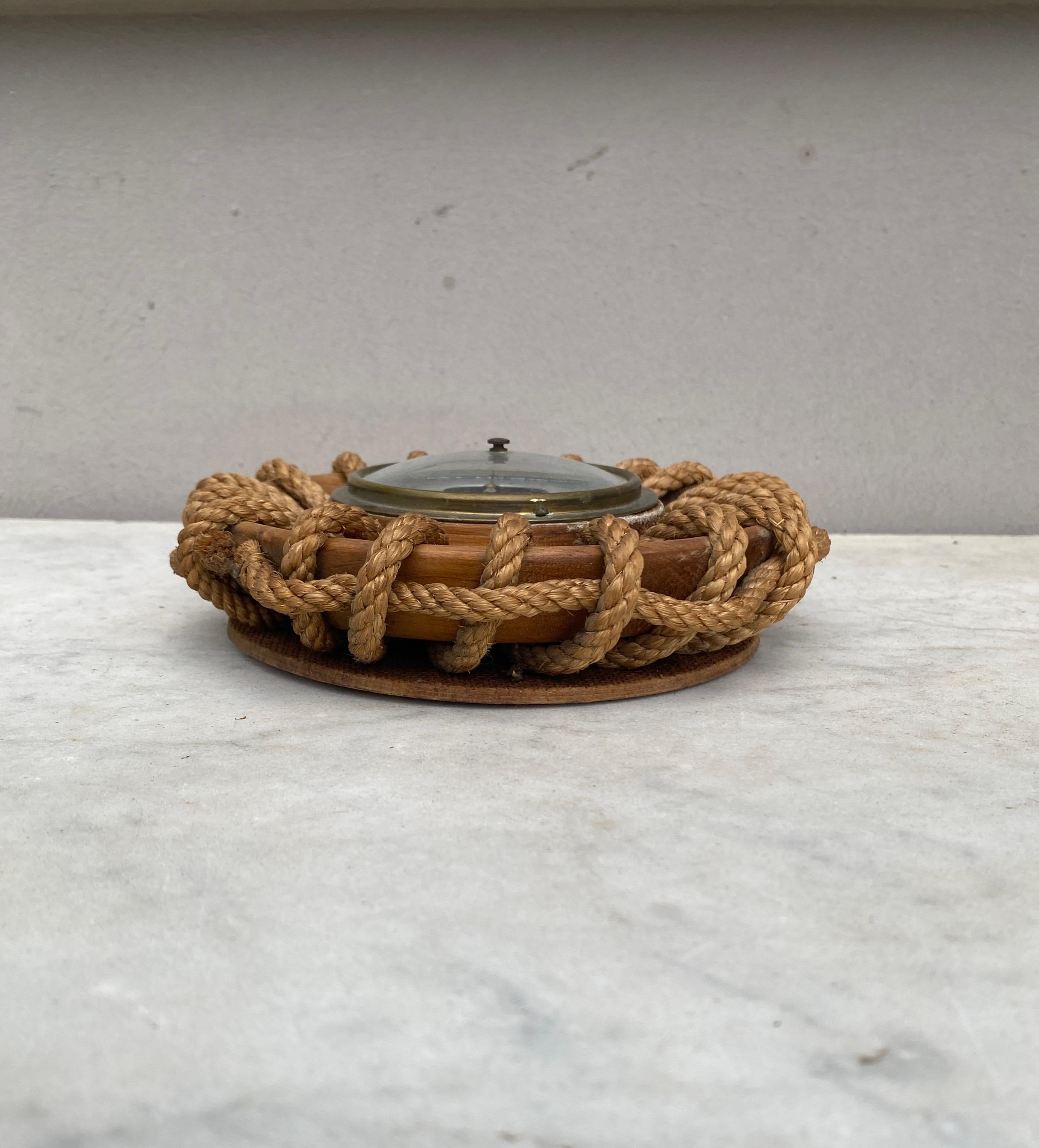 French  Mid-Century Small Rope Barometer Adrien Audoux & Frida Minet For Sale