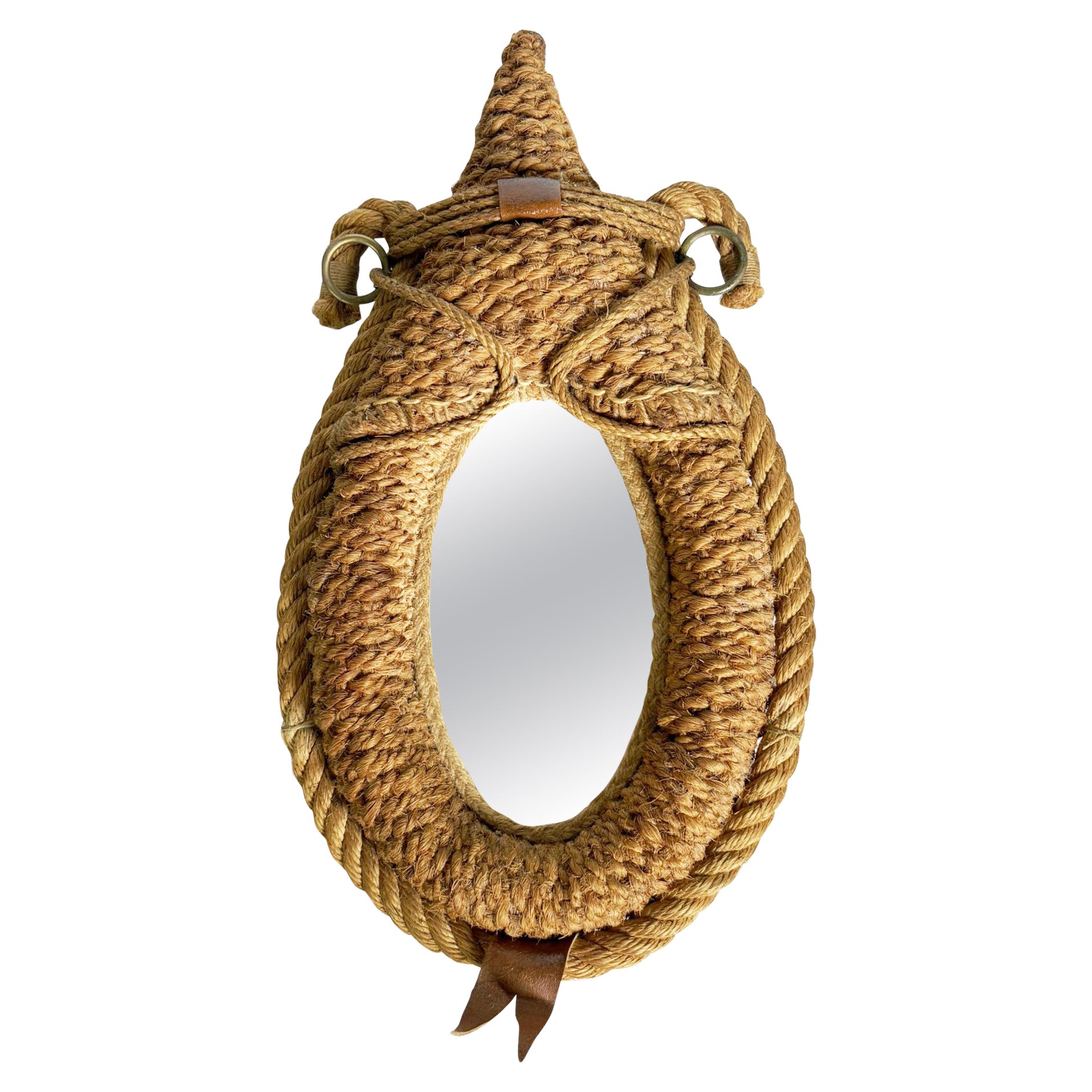 Petit miroir en corde, France, années 1960 en vente