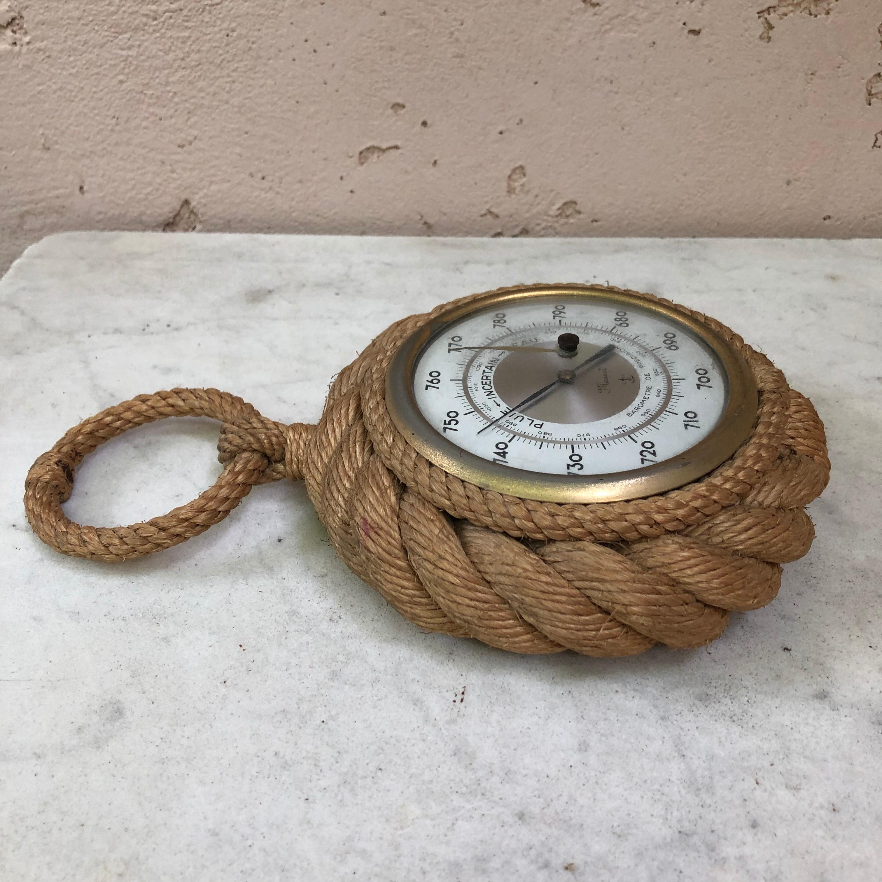 Small rope shaped pocket watch barometer Audoux Minet, circa 1960.
  