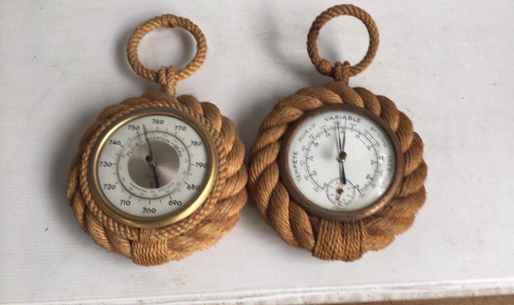 Mid-Century Small Rope Barometer Adrien Audoux & Frida Minet For Sale 1