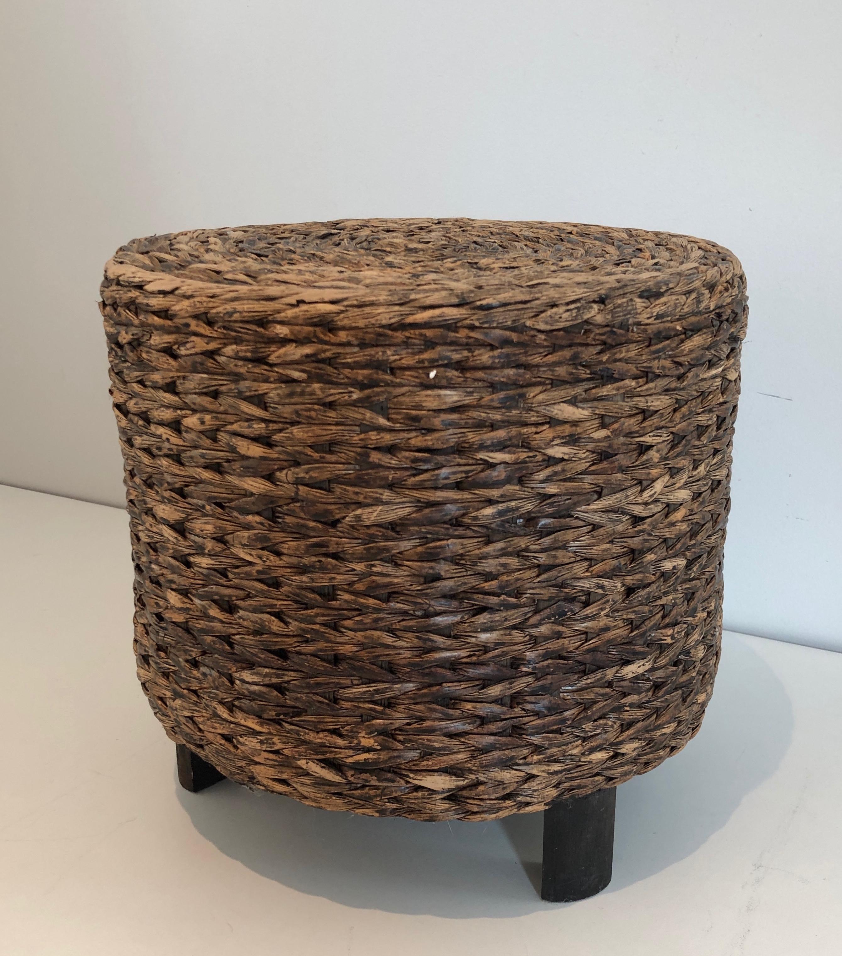 Small Rope Stool in the Style of Adrien Audoux et Frida Minet. French work. For Sale 1