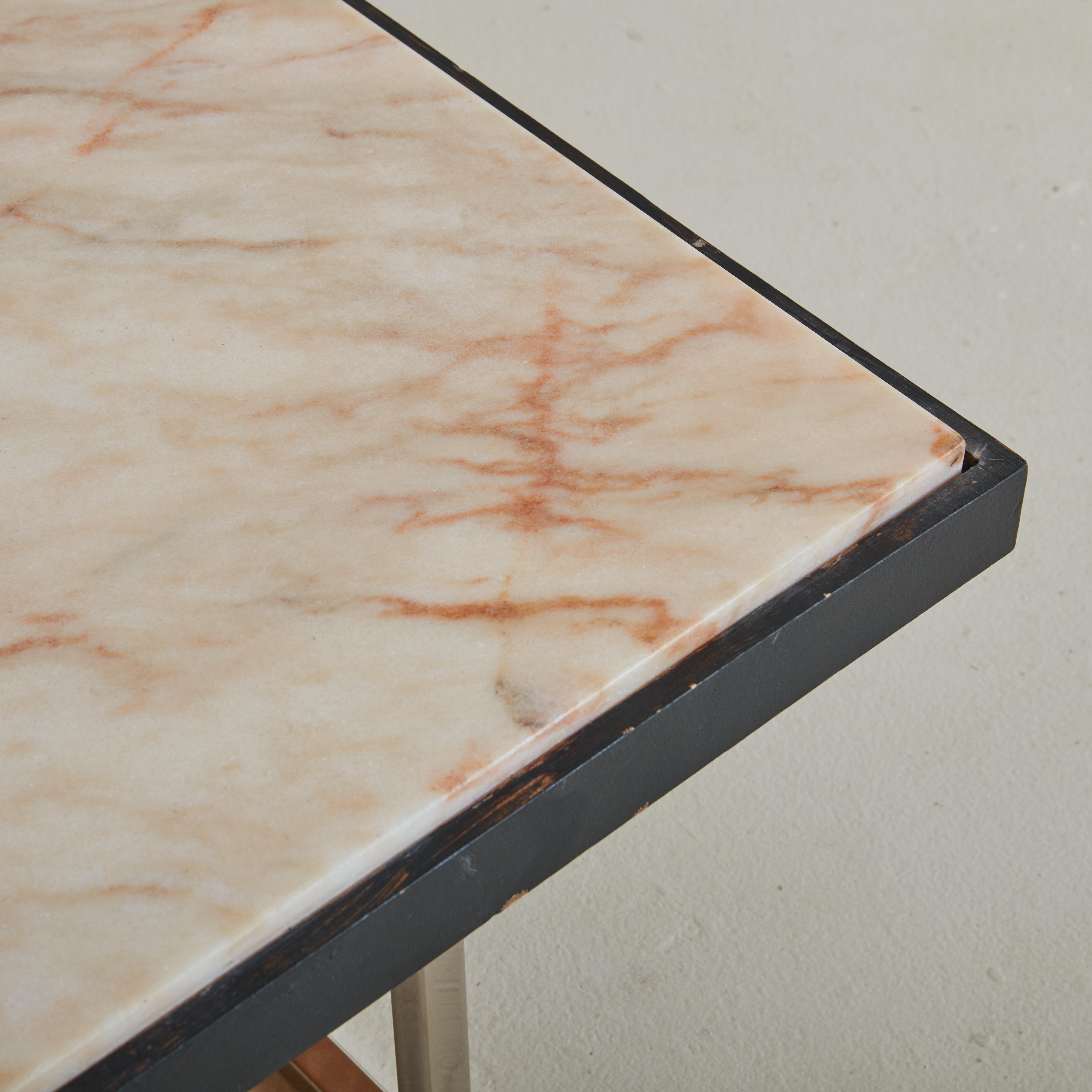 Small Rosa Aurora Marble Coffee Table In Good Condition For Sale In Chicago, IL