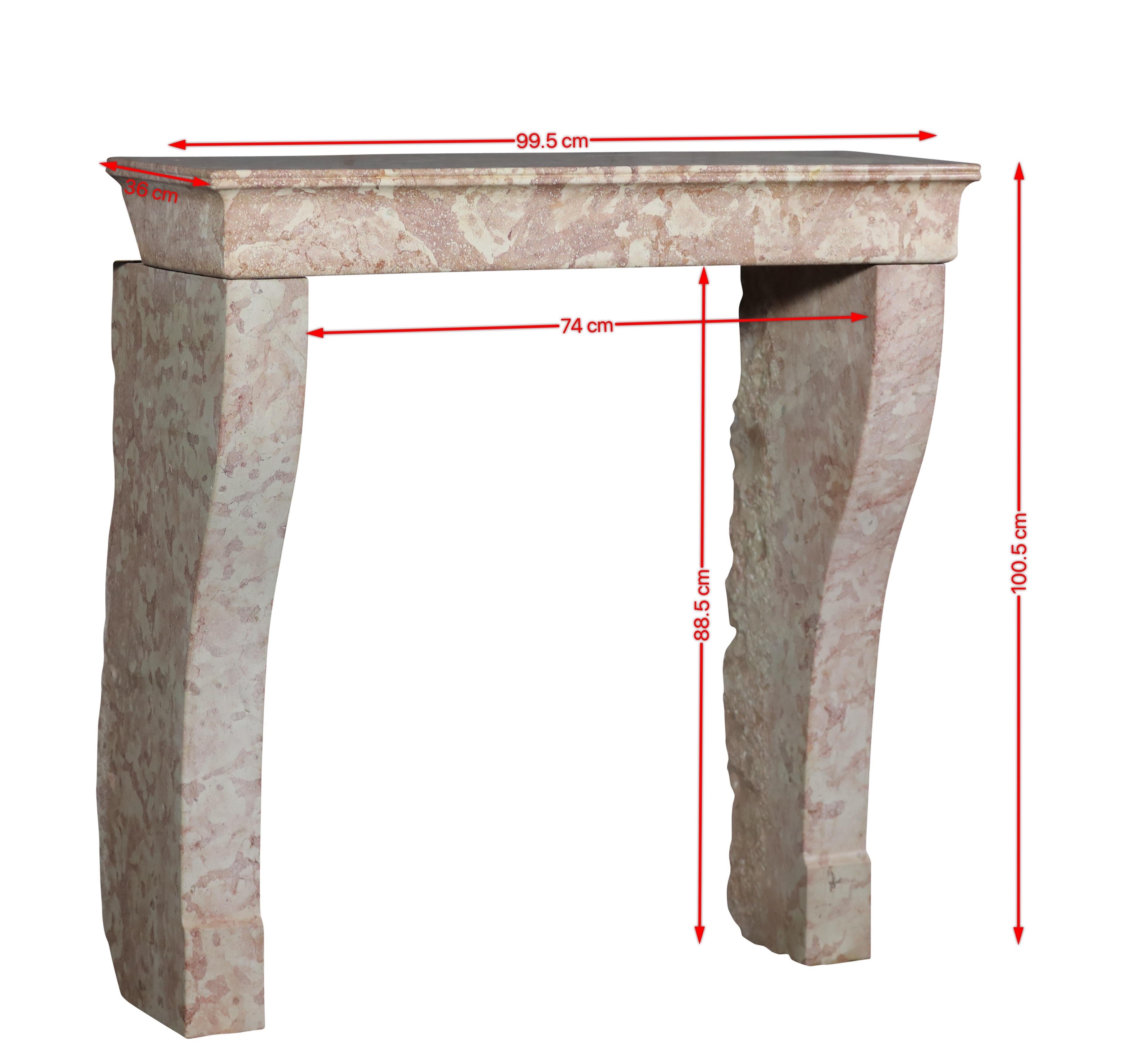 A fine marriage of antique French rustic fireplace surround elements in a Burgundian hard limestone.
A 17th century period mantle piece which works perfect for a timeless country interior concept.
Measures:
111 cm Exterior Width 43,70 Inch
107 cm