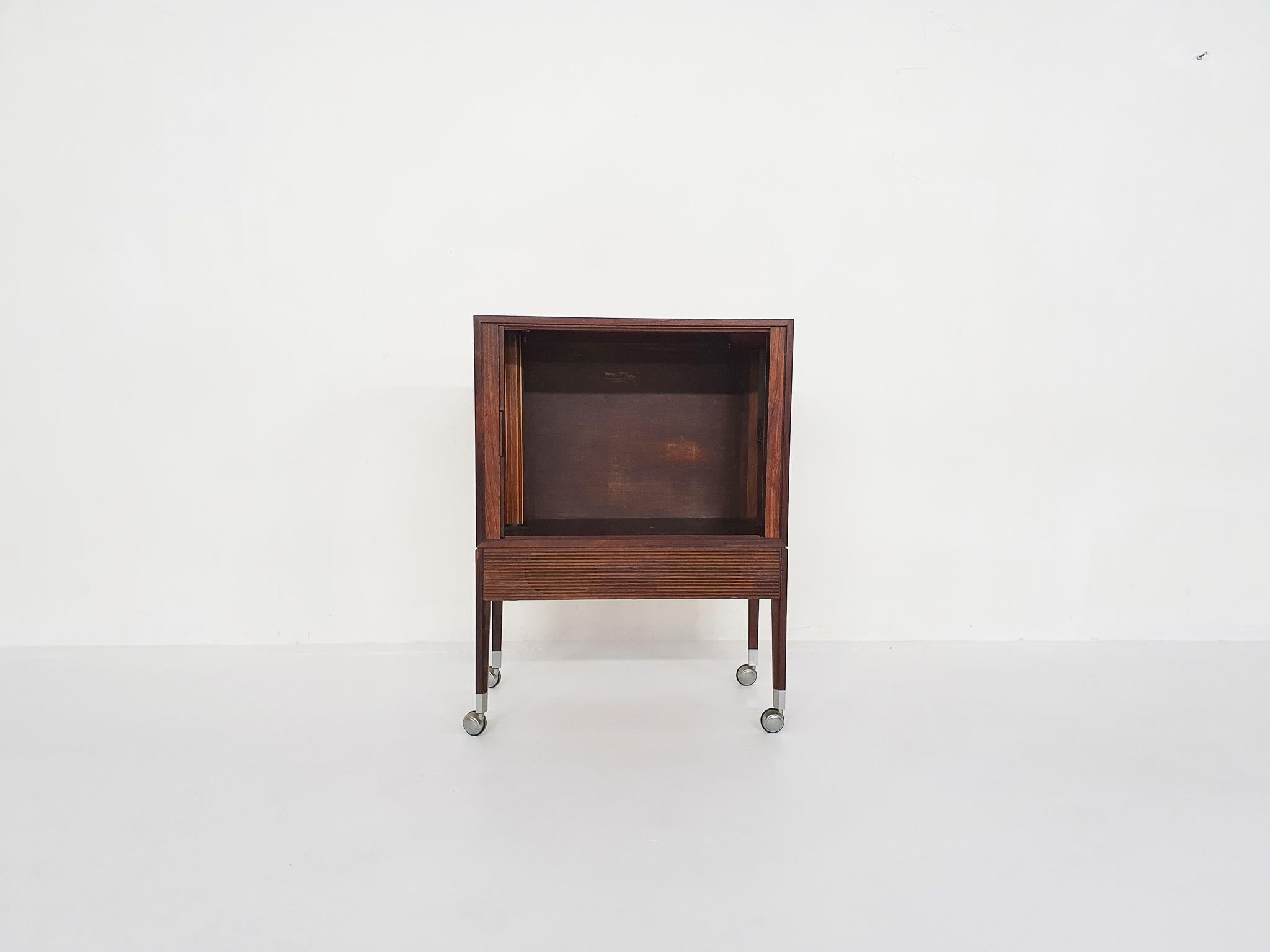 Mid-Century Modern Small Rosewood Audio or Bar Cabinet by Chr. J, Denmark, 1950s