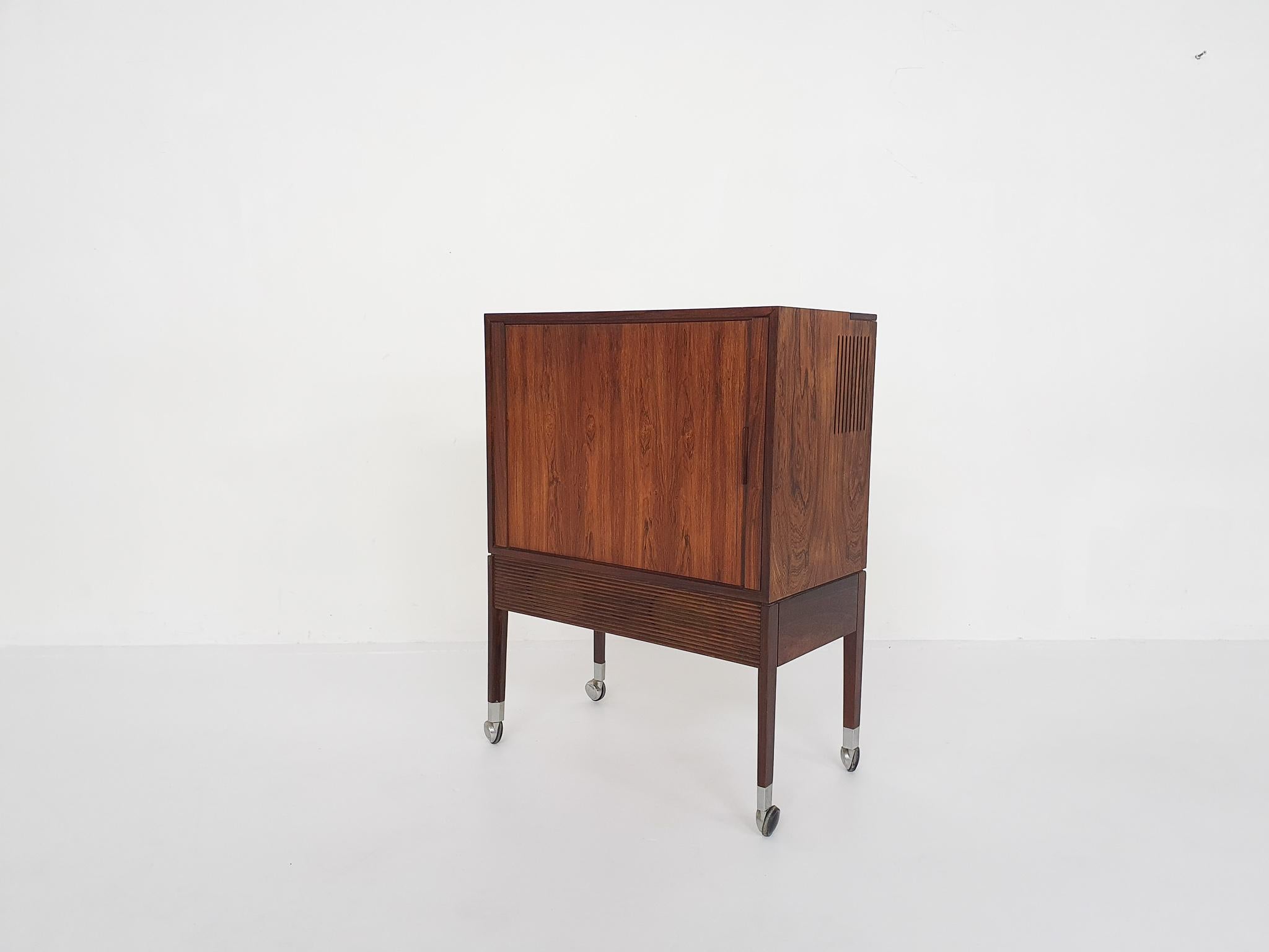 Scandinavian Small Rosewood Audio or Bar Cabinet by Chr. J, Denmark, 1950s