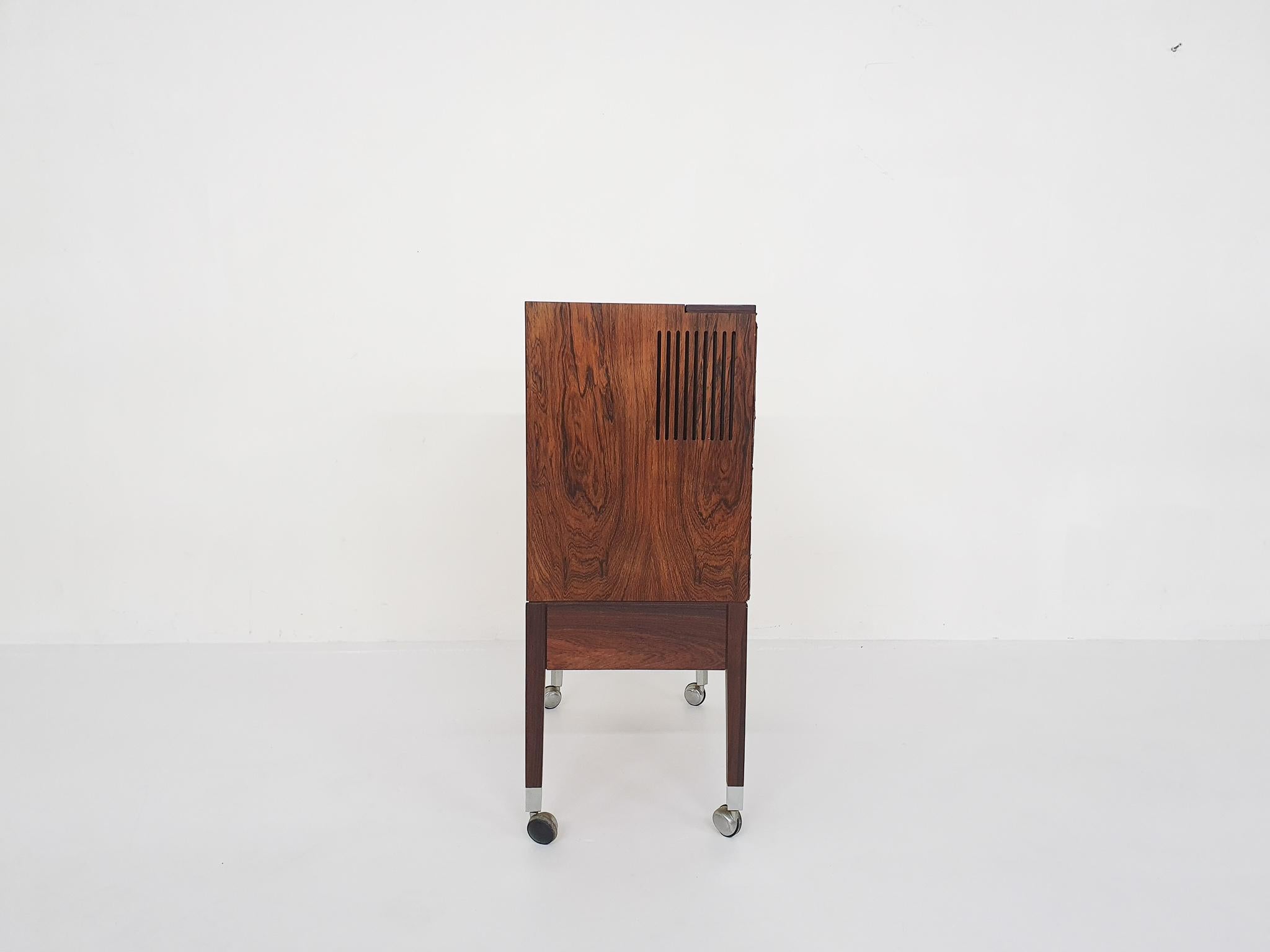 Small Rosewood Audio or Bar Cabinet by Chr. J, Denmark, 1950s In Good Condition In Amsterdam, NL