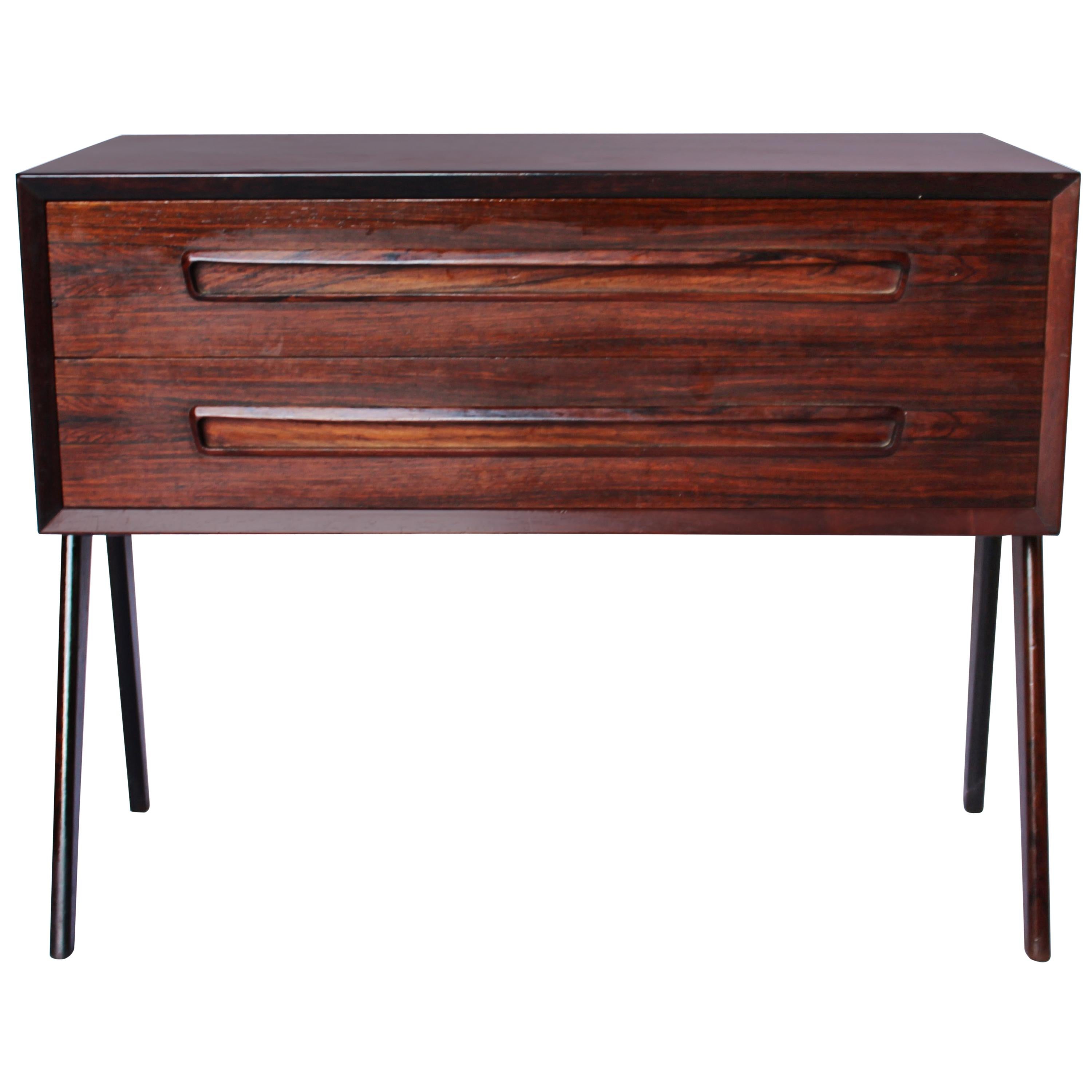 Small Rosewood Chest of Drawers with Two Drawers of Danish Design from the 1960s
