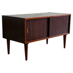 Small Rosewood Sideboard with Sliding Doors Danish Mid-Century Modern 1960s