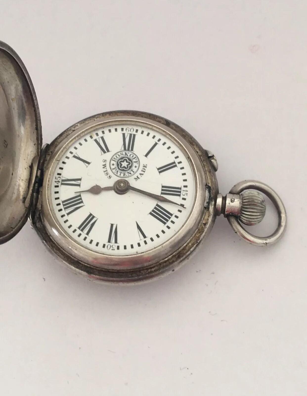 Small Roskopf Swiss Made Full Hunter Silver Pocket Watch, circa 1880 4
