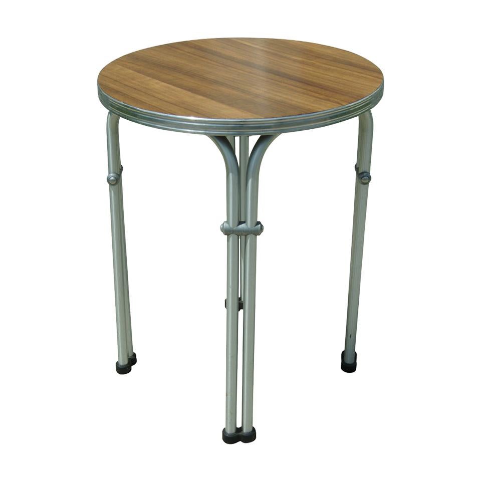 Machine Age Round Aluminum and Walnut Table by NAMCO