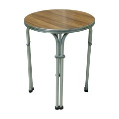 Machine Age Round Aluminum and Walnut Table by NAMCO