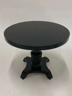 Small Round and Oval Hollywood Regency Style Black Laquer Dining Table