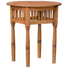 Small Round Antique Swedish Country Pine Side Table