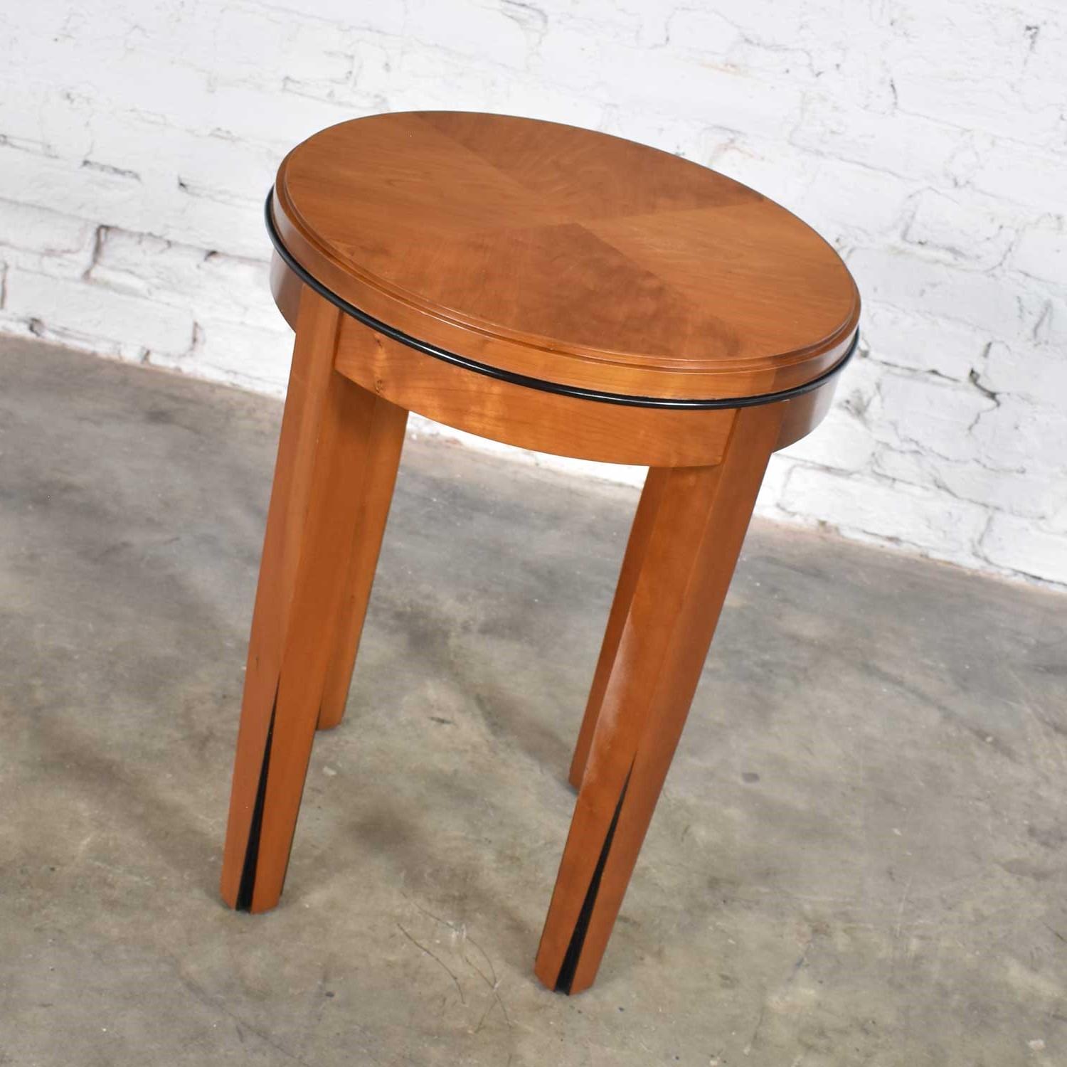 American Small Round Art Deco Style Side Table or End Table by Hickory Business Furniture