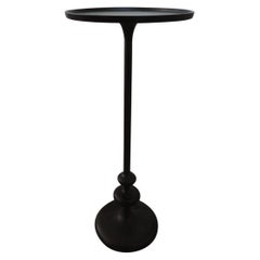 Small Round Black Metal Drinks Table with Round Base