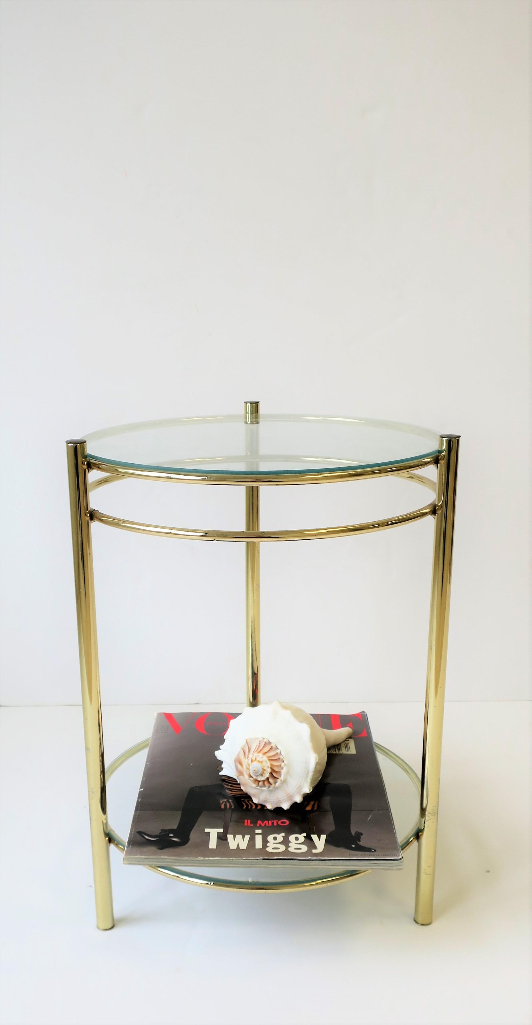 small brass and glass side table