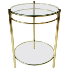 Round Brass and Glass Side or Drinks Table