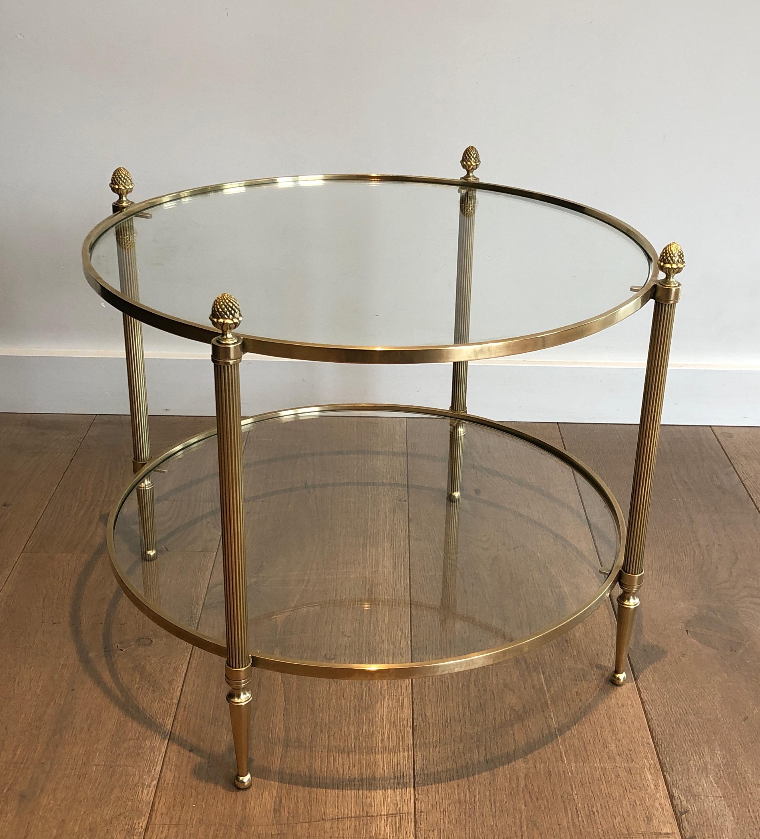 Small Round Brass Coffee Table by Maison Baguès For Sale 3