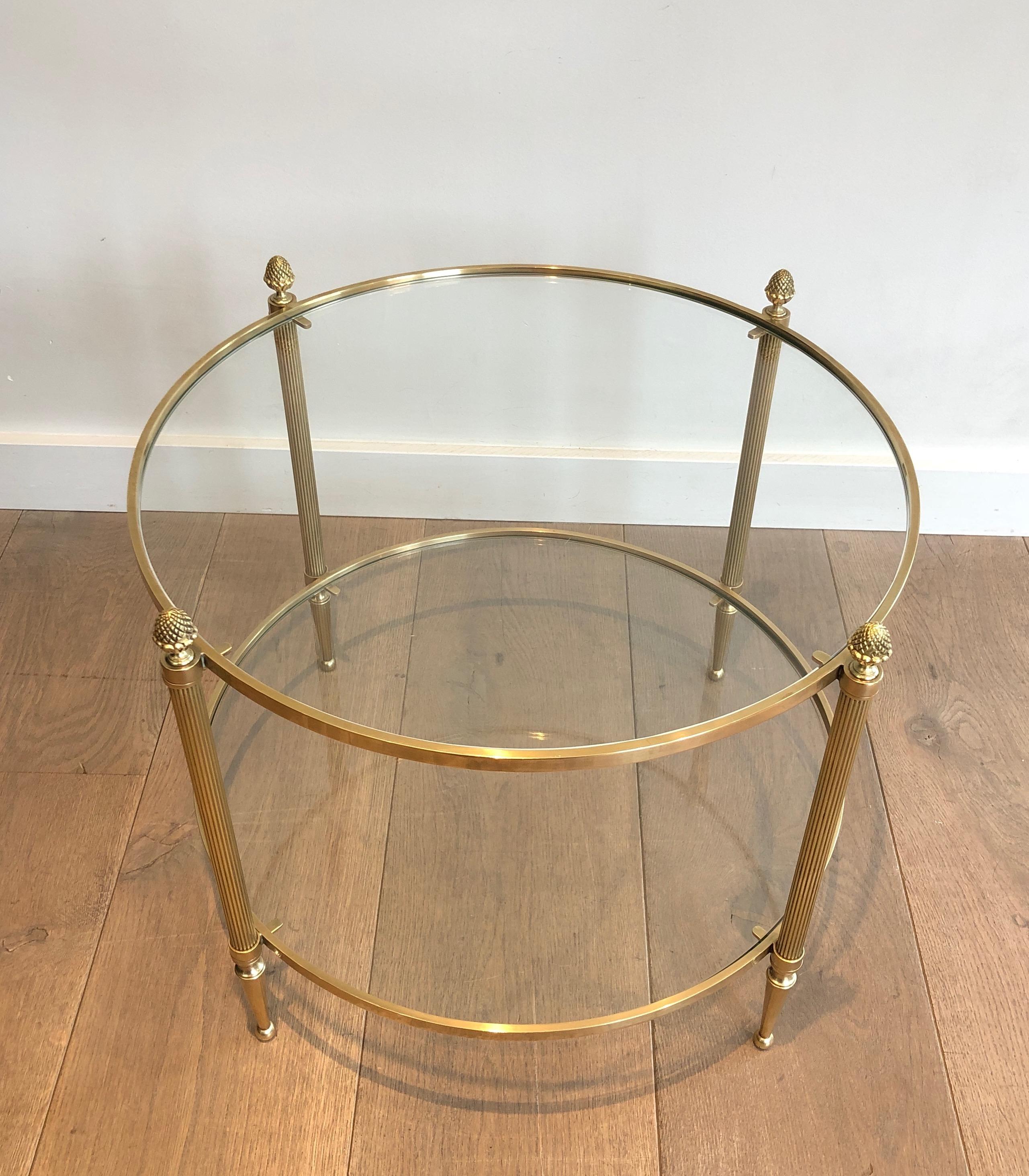 Small Round Brass Coffee Table by Maison Baguès For Sale 5