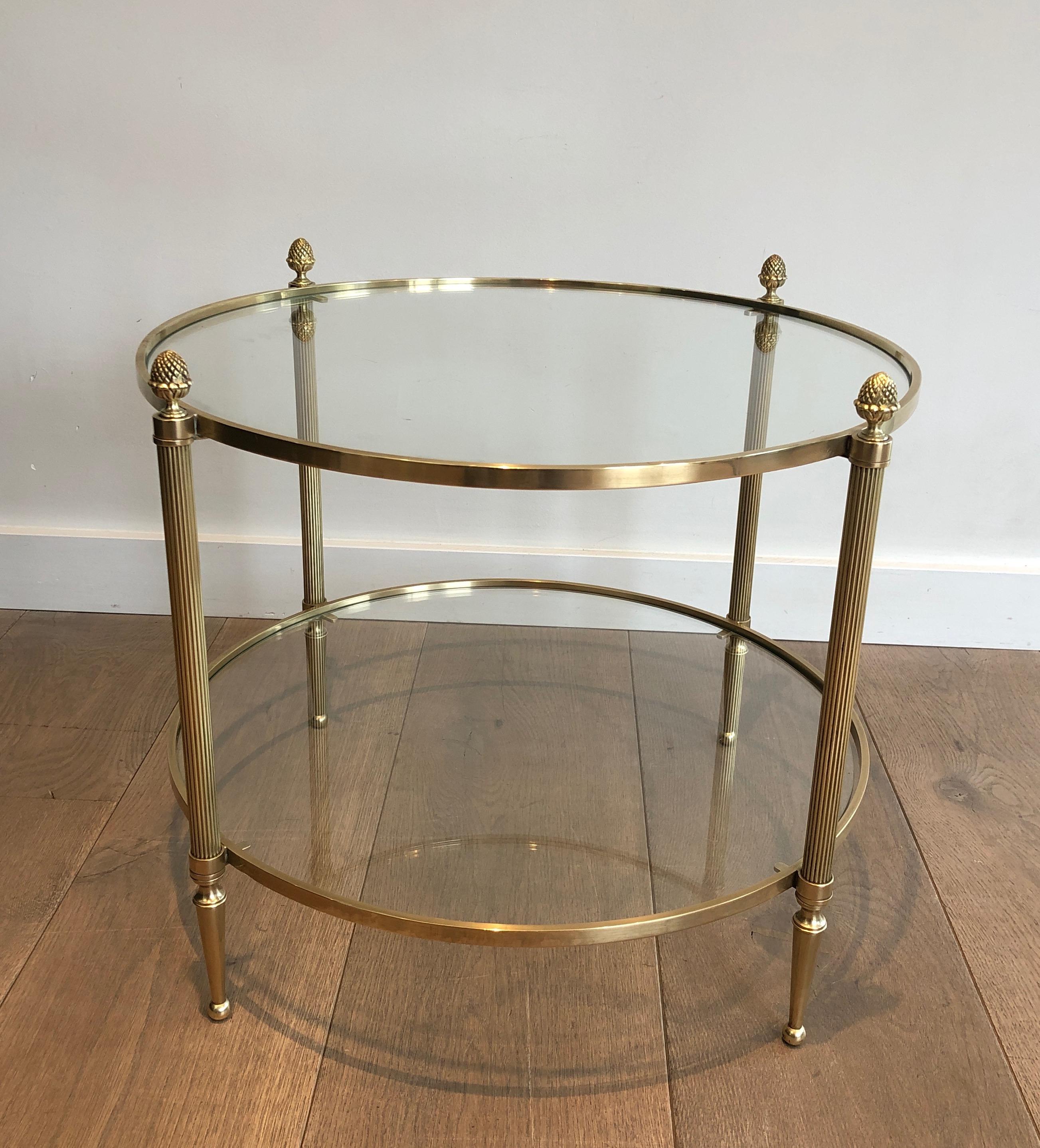 Small Round Brass Coffee Table by Maison Baguès For Sale 7