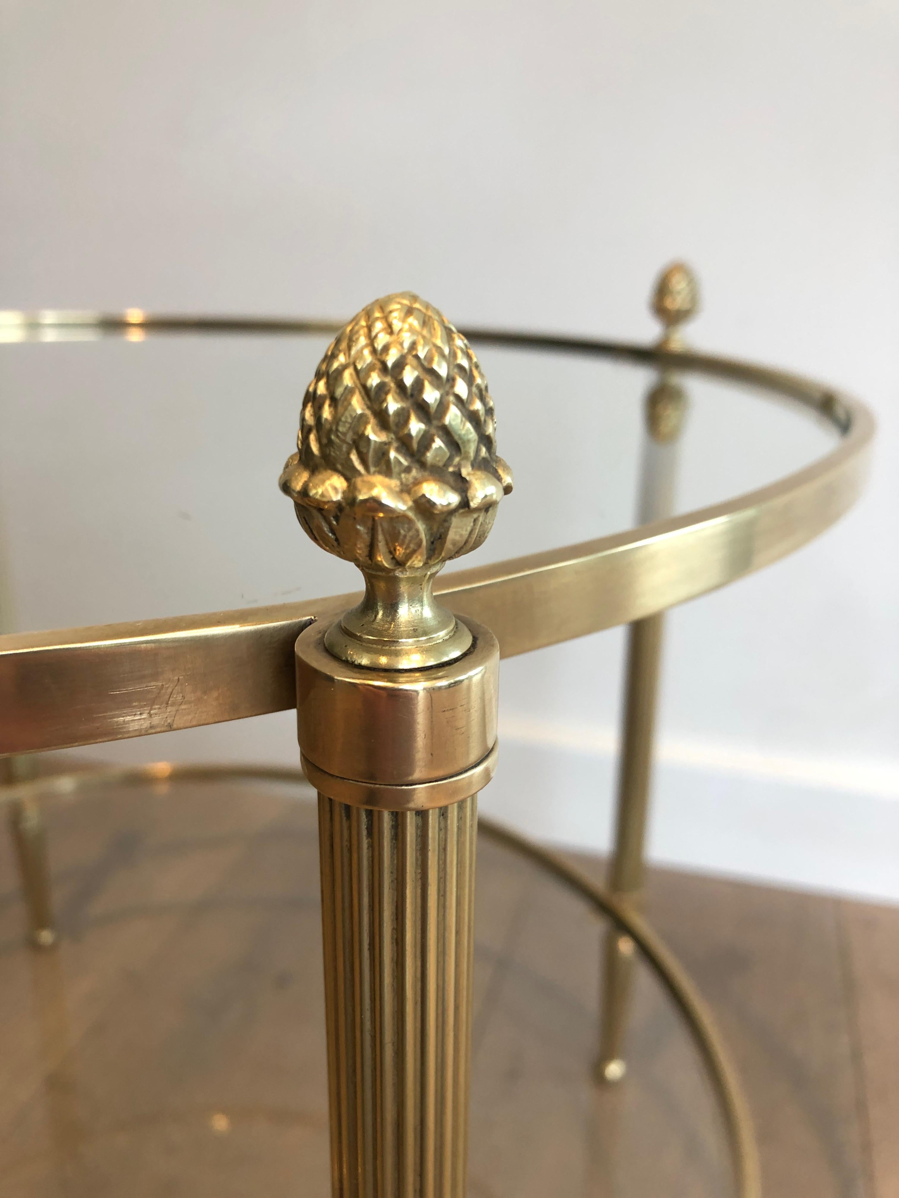 Mid-20th Century Small Round Brass Coffee Table by Maison Baguès For Sale