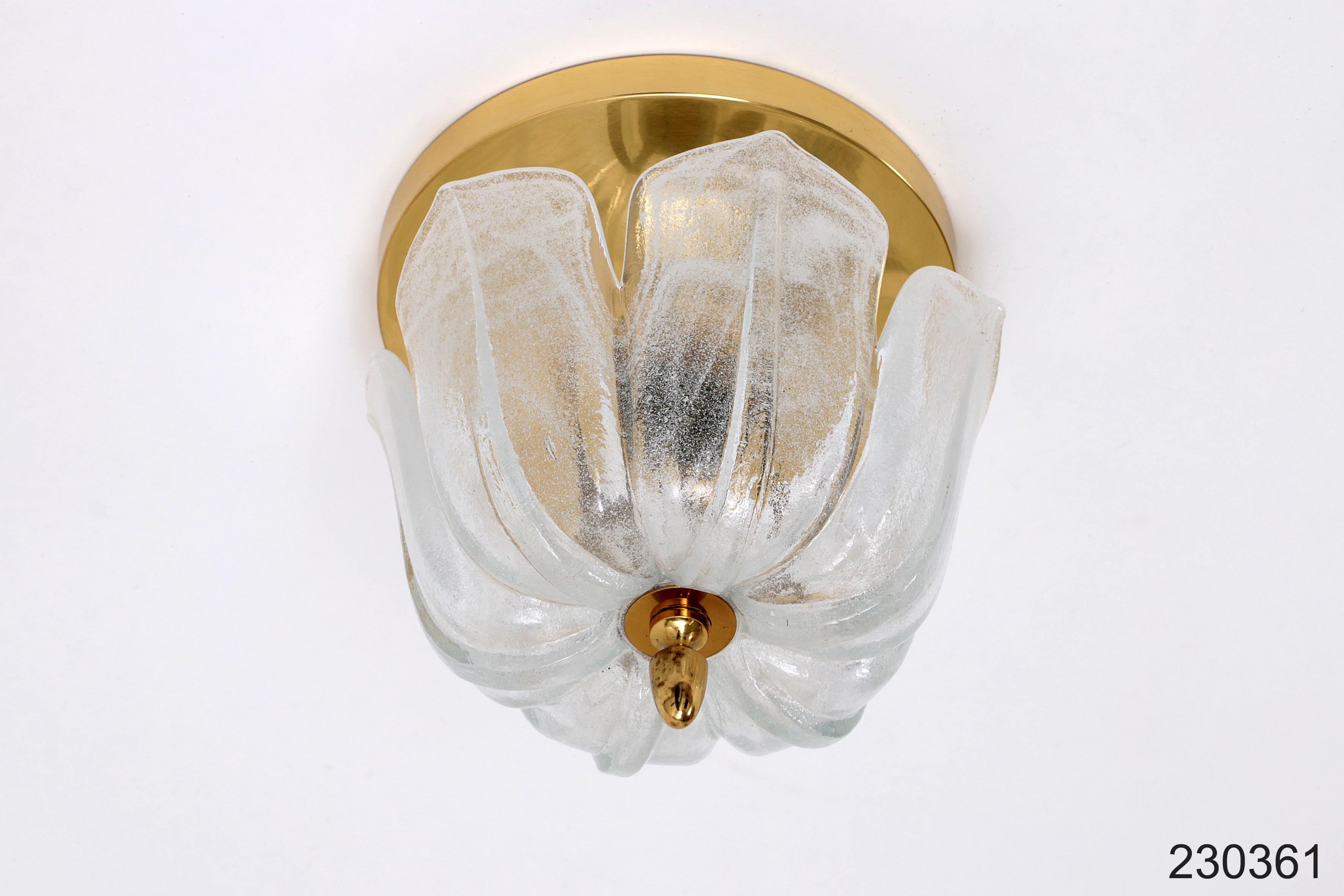 Small round ceiling lamp made of Murano glass Glashutte Limburg, Germany, 1970s 9
