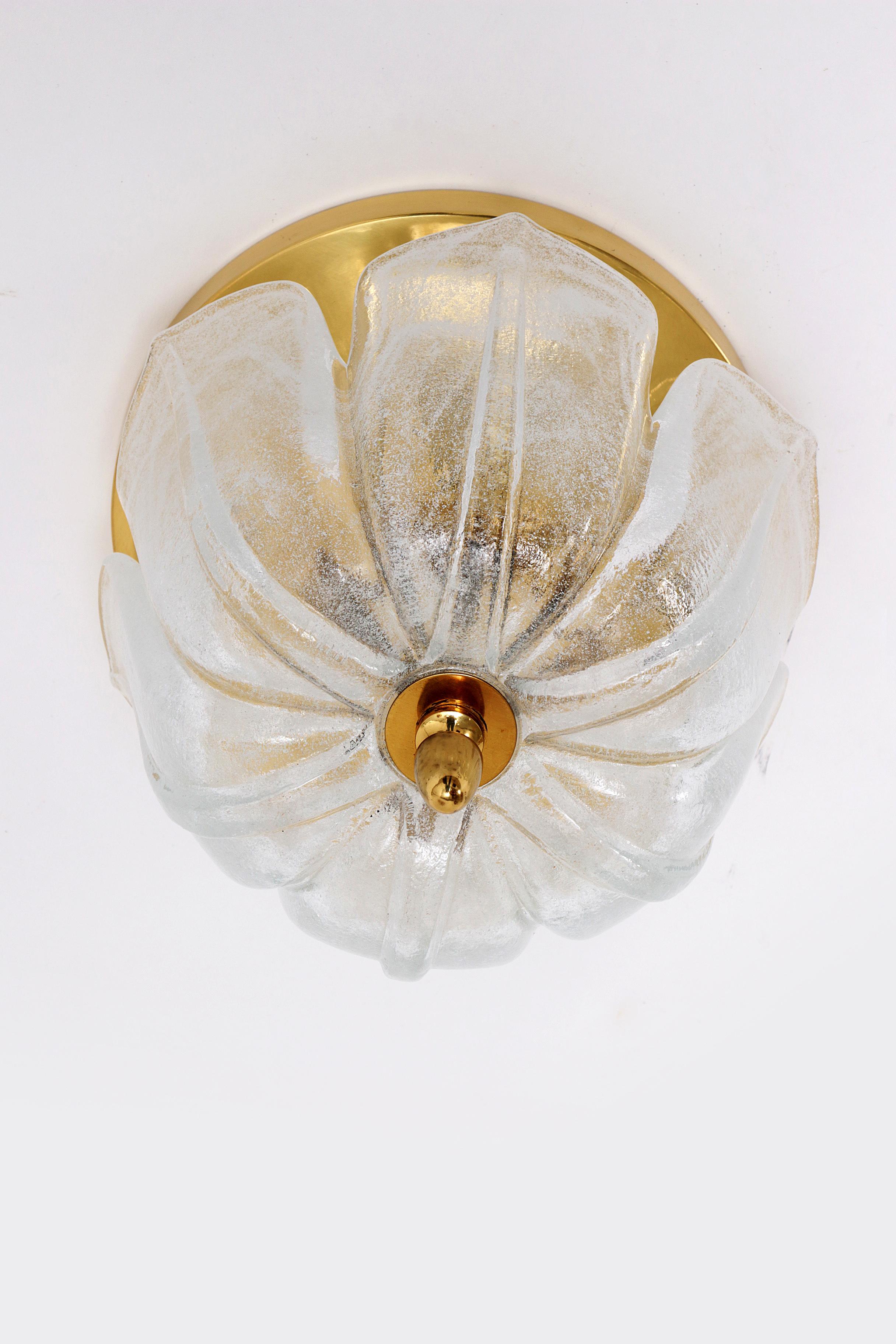 Small round ceiling lamp made of Murano glass Glashutte Limburg, Germany, 1970s 1