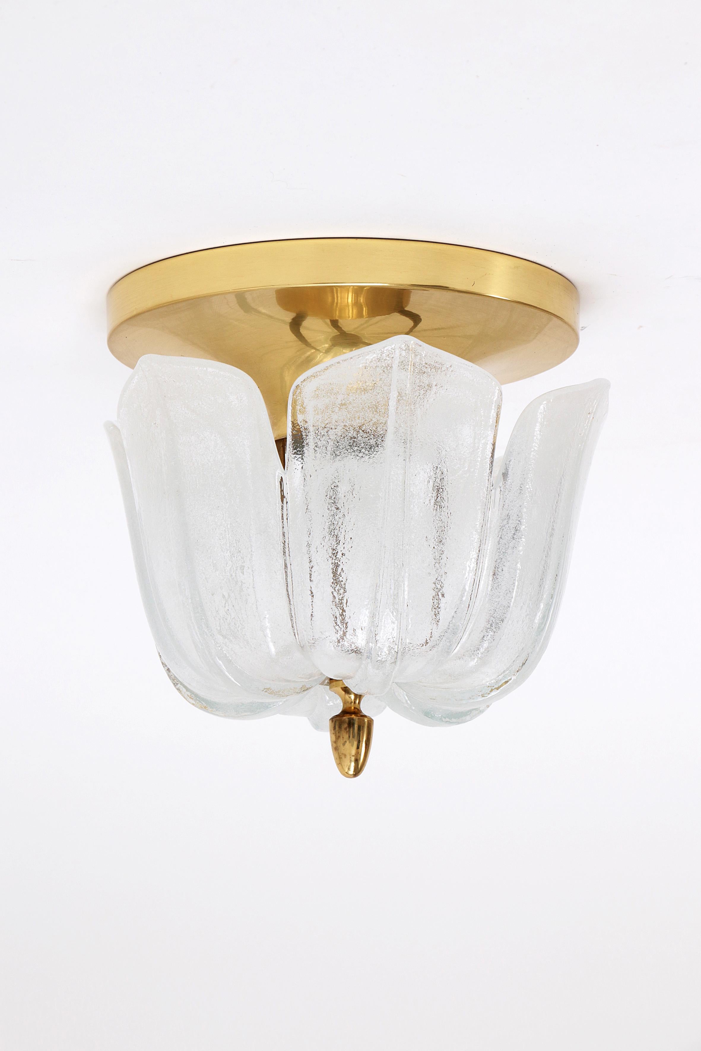 Small round ceiling lamp made of Murano glass Glashutte Limburg, Germany, 1970s 2