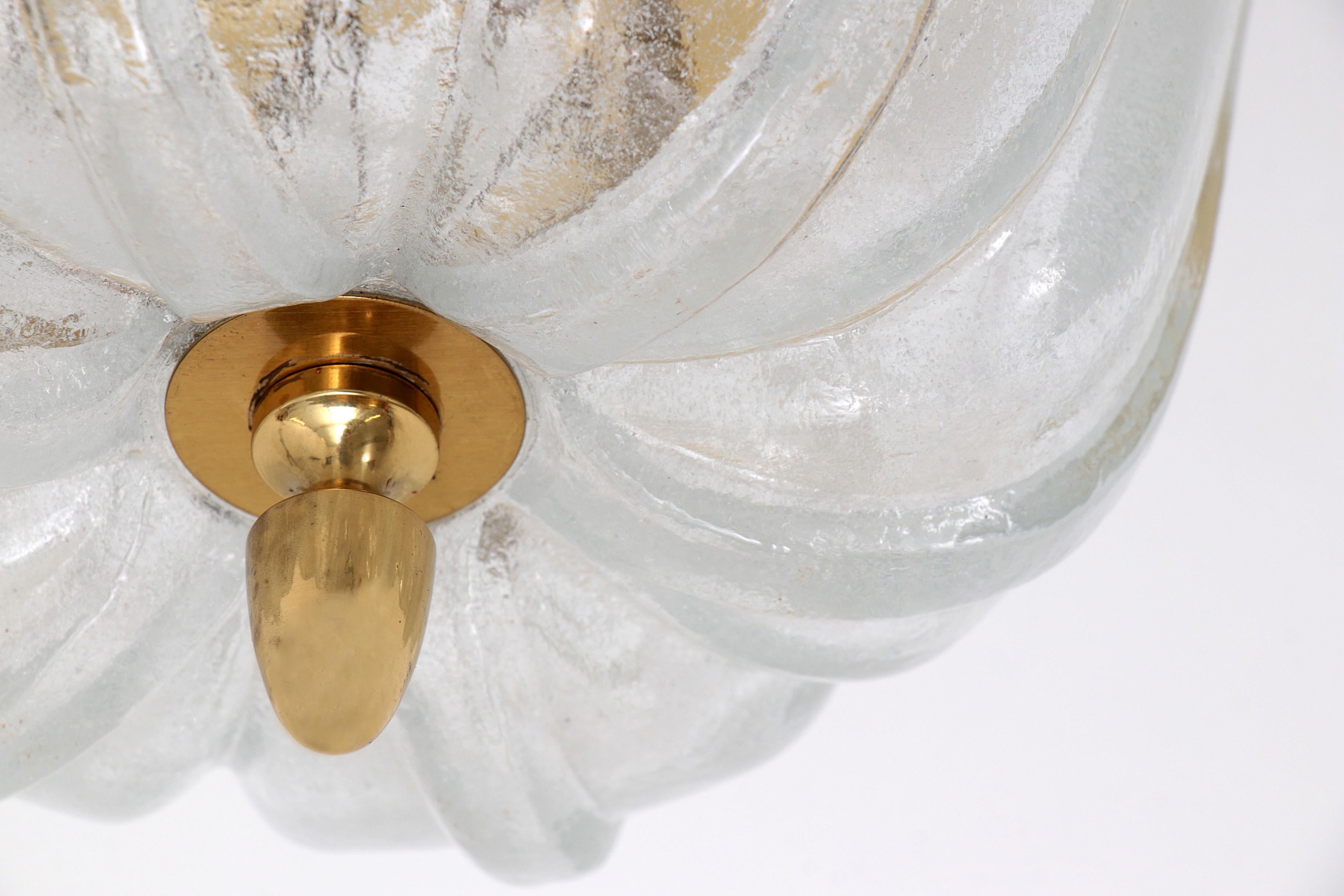 Small round ceiling lamp made of Murano glass Glashutte Limburg, Germany, 1970s 3