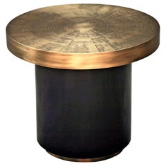 Small Round Coffee Table by Belgali Acid Etched Brass