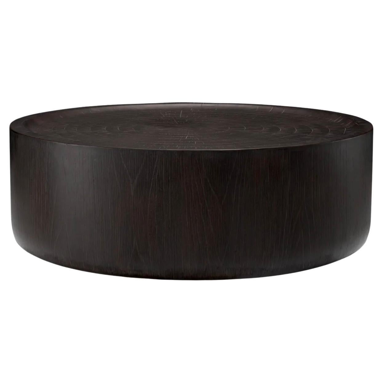 Small Round Coffee Table in Dark Brown Fiber-Reinforced Concrete en venta