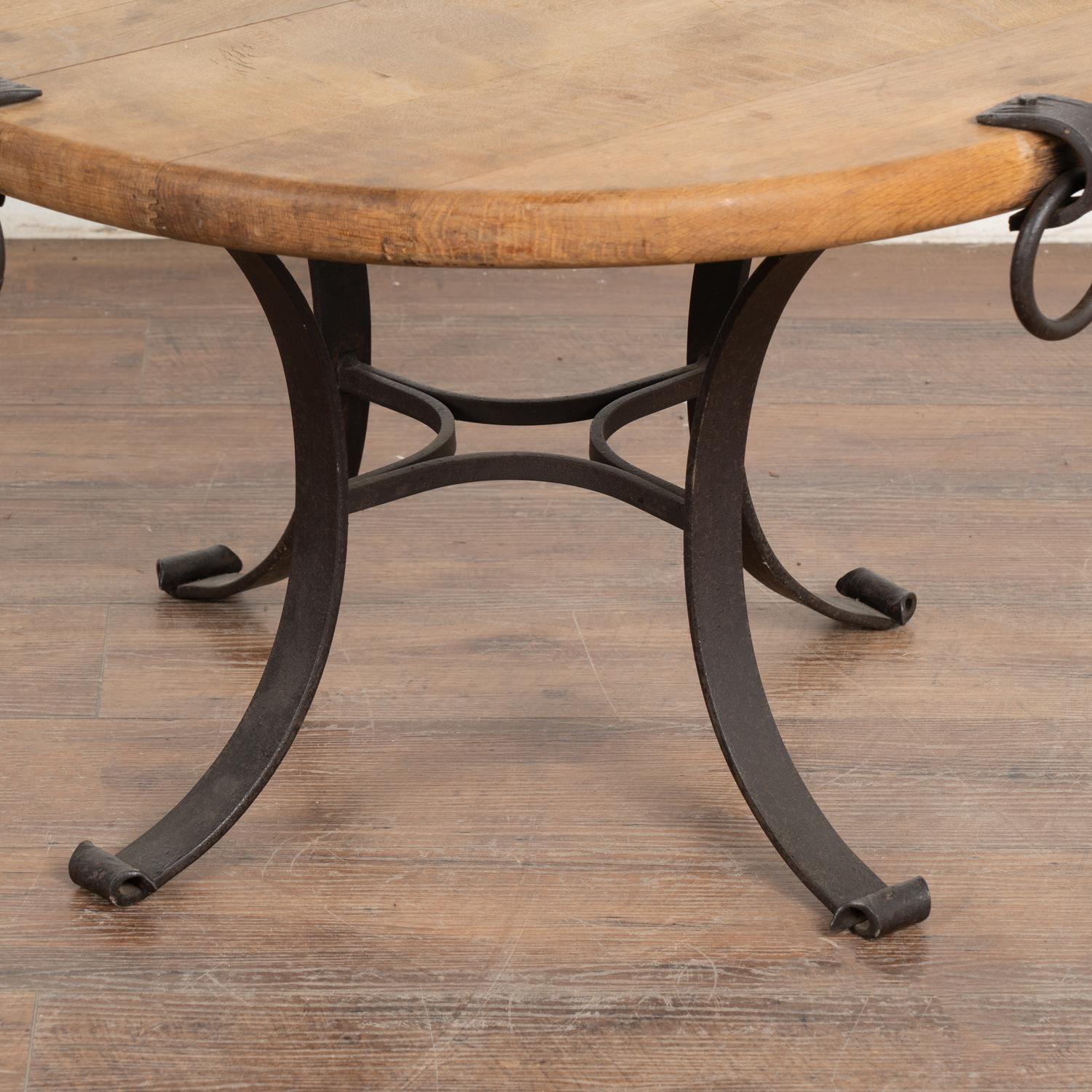 Small Round Coffee Table on Rustic Iron Base, France circa 1960-70 For Sale 2