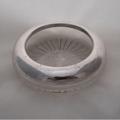 Small Round Crystal Bowl with Silver Rim, Art Deco, circa 1920, Germany