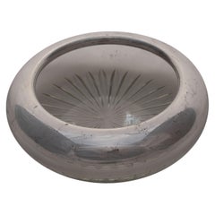 Small Round Crystal Bowl with Silver Rim, Art Deco, circa 1920, Germany