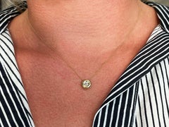 Bezel Set Diamond Pendant Necklace 18k Yellow Gold