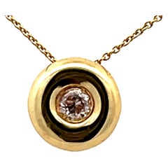 Small Round Diamond Pendant Necklace 18k Yellow Gold