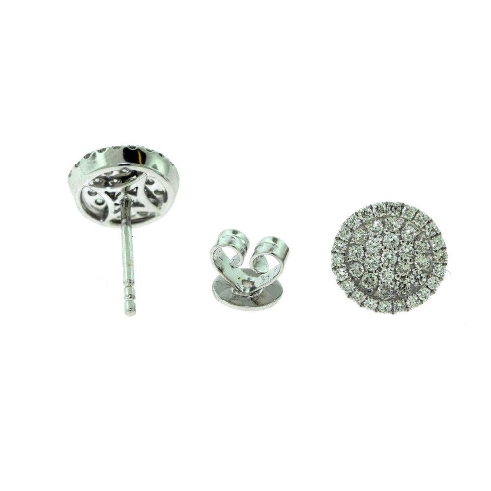 Women's or Men's Small Round Diamond Perlee-Like White Gold Studs For Sale