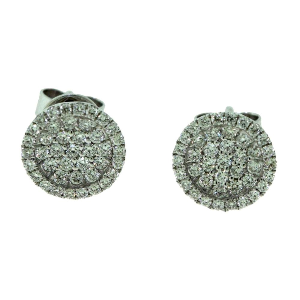 Small Round Diamond Perlee-Like White Gold Studs For Sale
