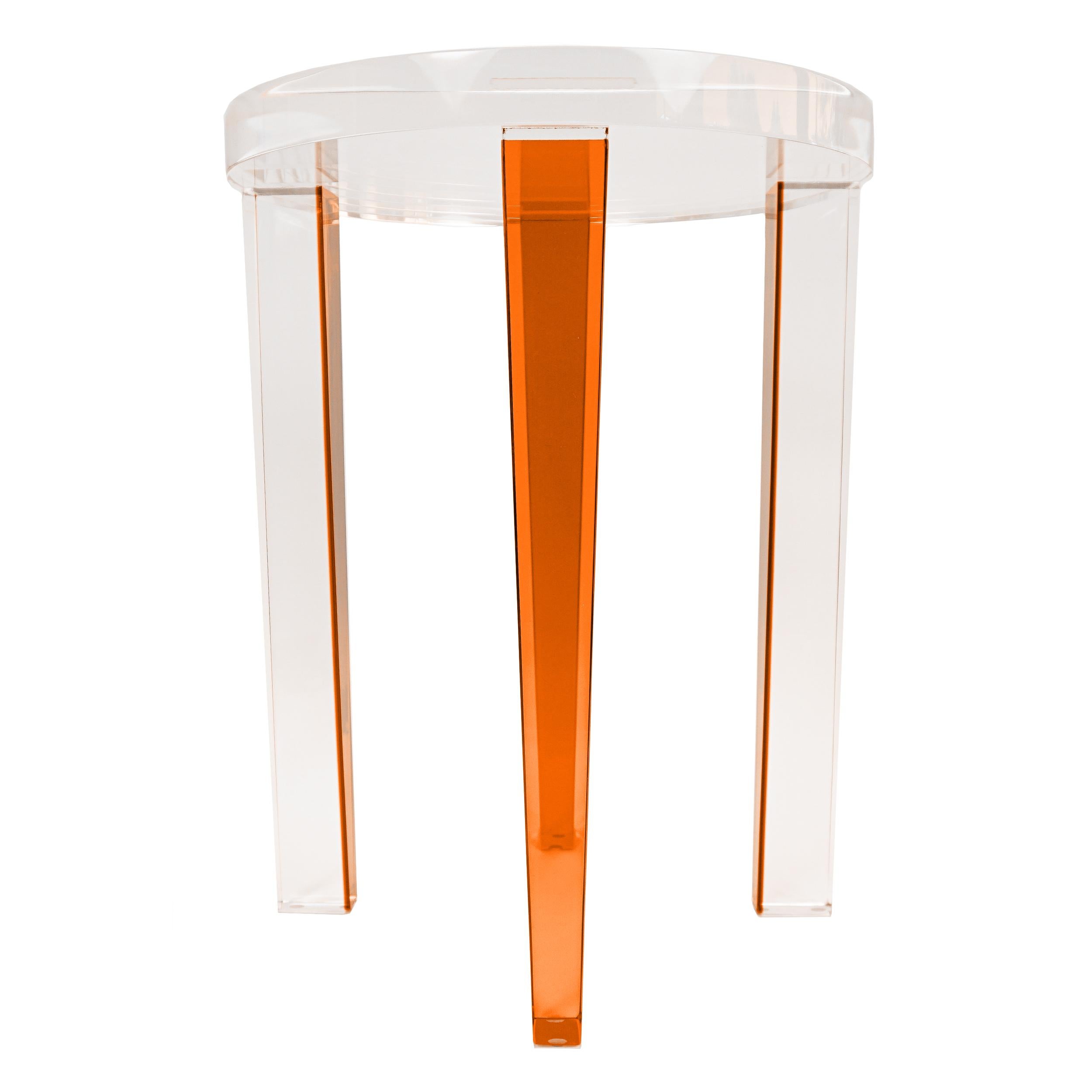 Small Round Lucite Four-Leg Side Table For Sale 7