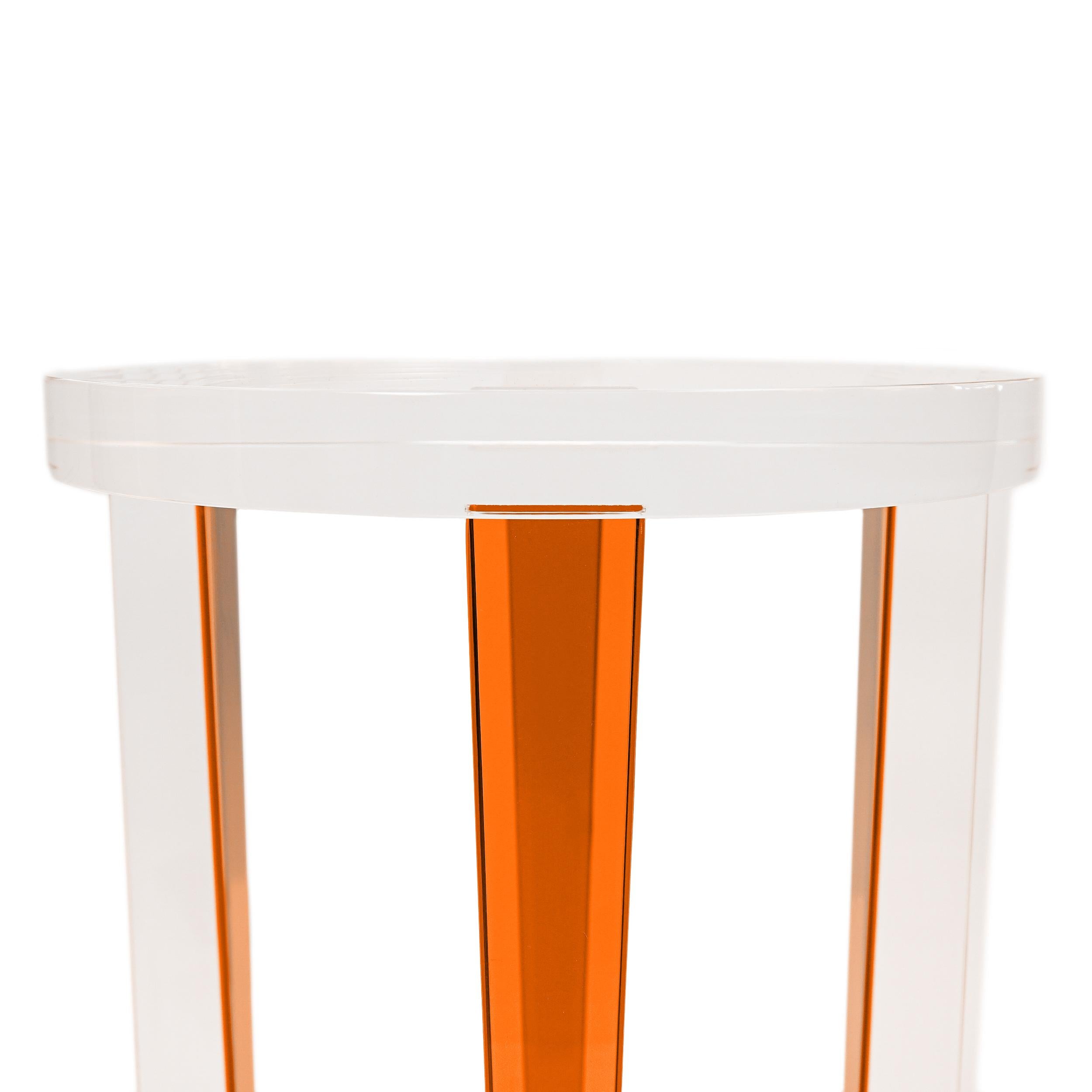 Small Round Lucite Four-Leg Side Table For Sale 9