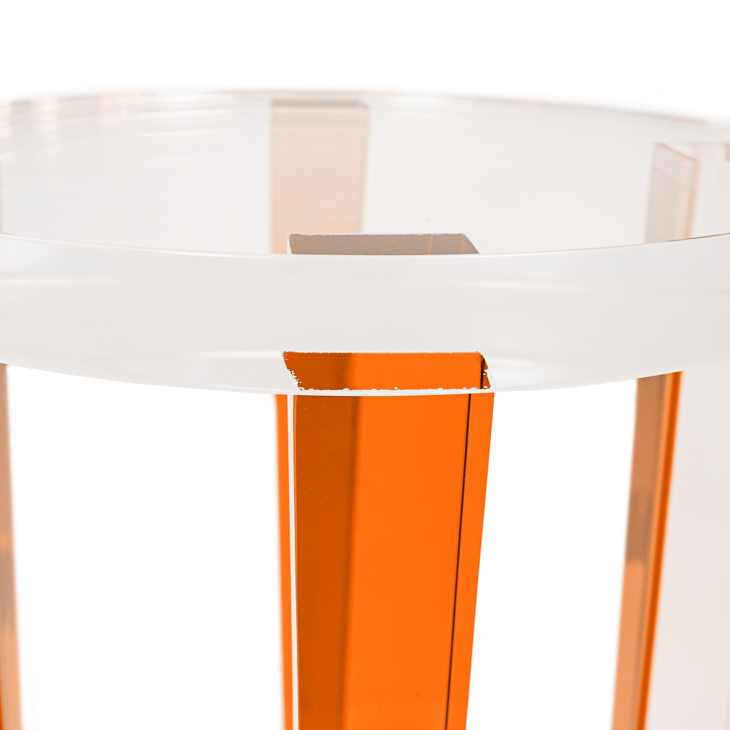 Small Round Lucite Four-Leg Side Table For Sale 10