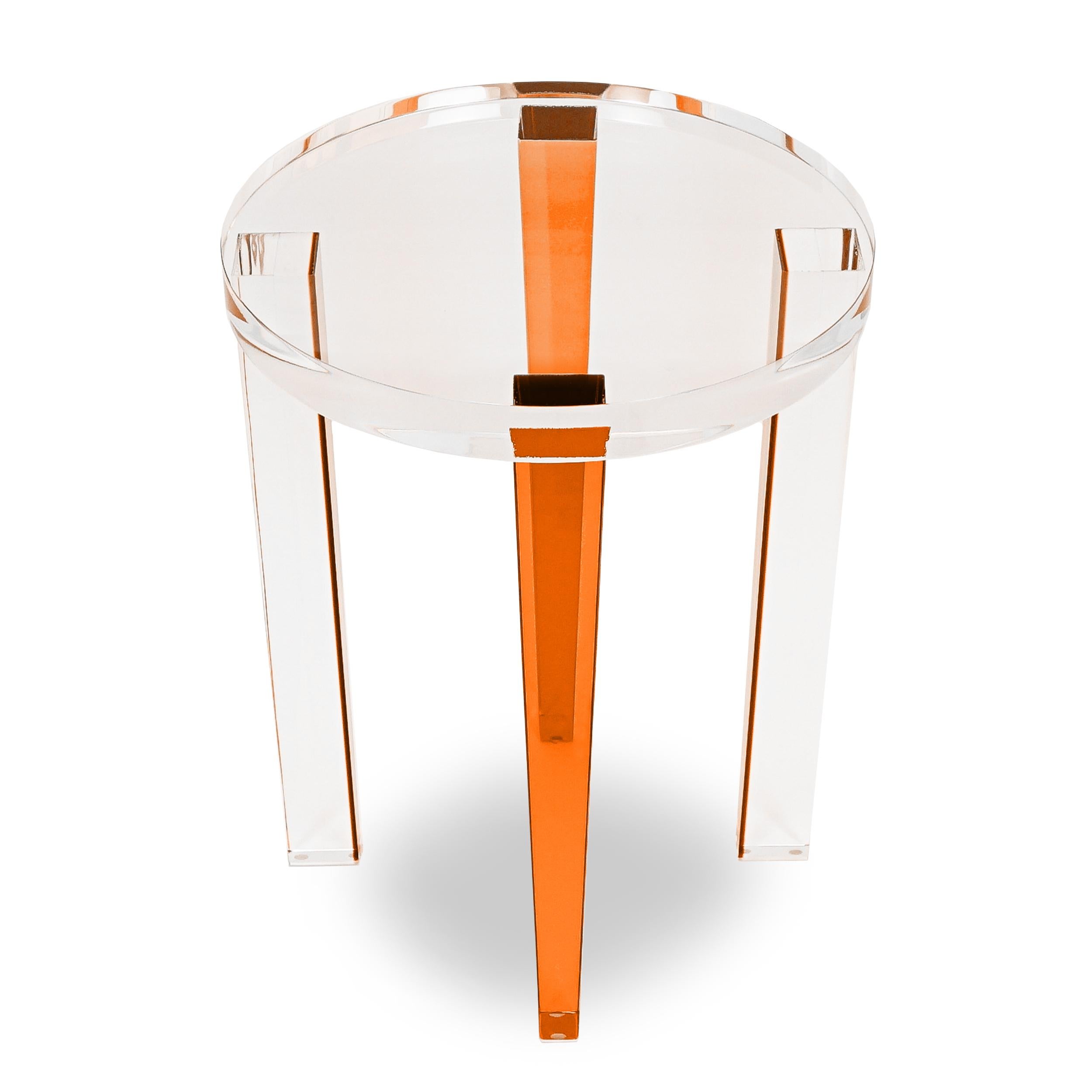 Small Round Lucite Four-Leg Side Table For Sale 2