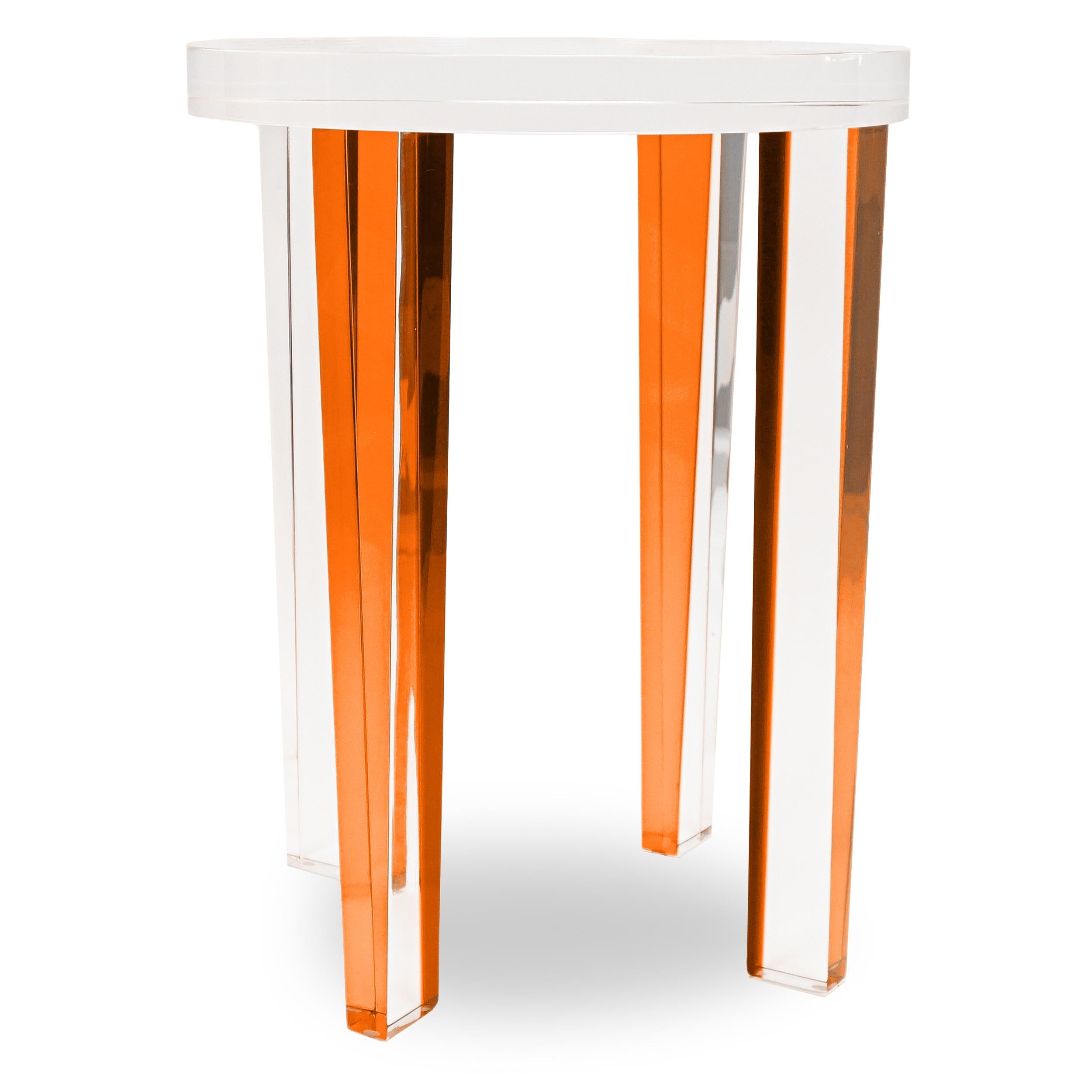 Small Round Lucite Four-Leg Side Table For Sale 3