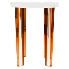 Small Round Lucite Four-Leg Side Table