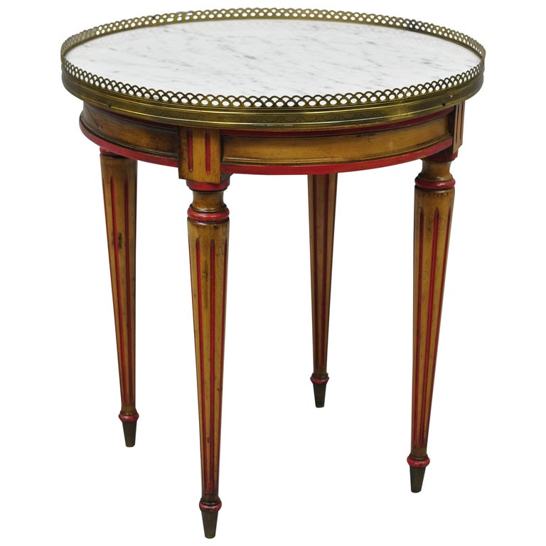 Small Round Marble Top French Louis Xvi, Antique Round Side Table With Marble Top