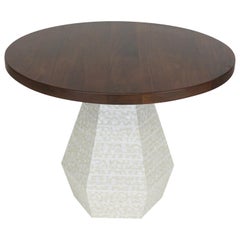 Small Round Modern Dining Table with Hexagon Pedestal Base 42" Diamter
